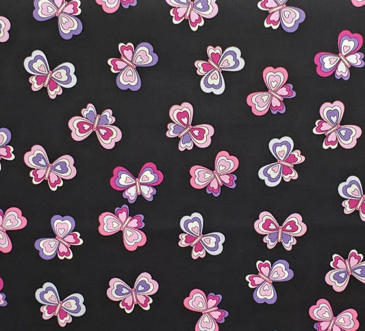 EOB - JoAnn Fabric & Craft - Black Fabric with Pink and Purple Butterfly Print