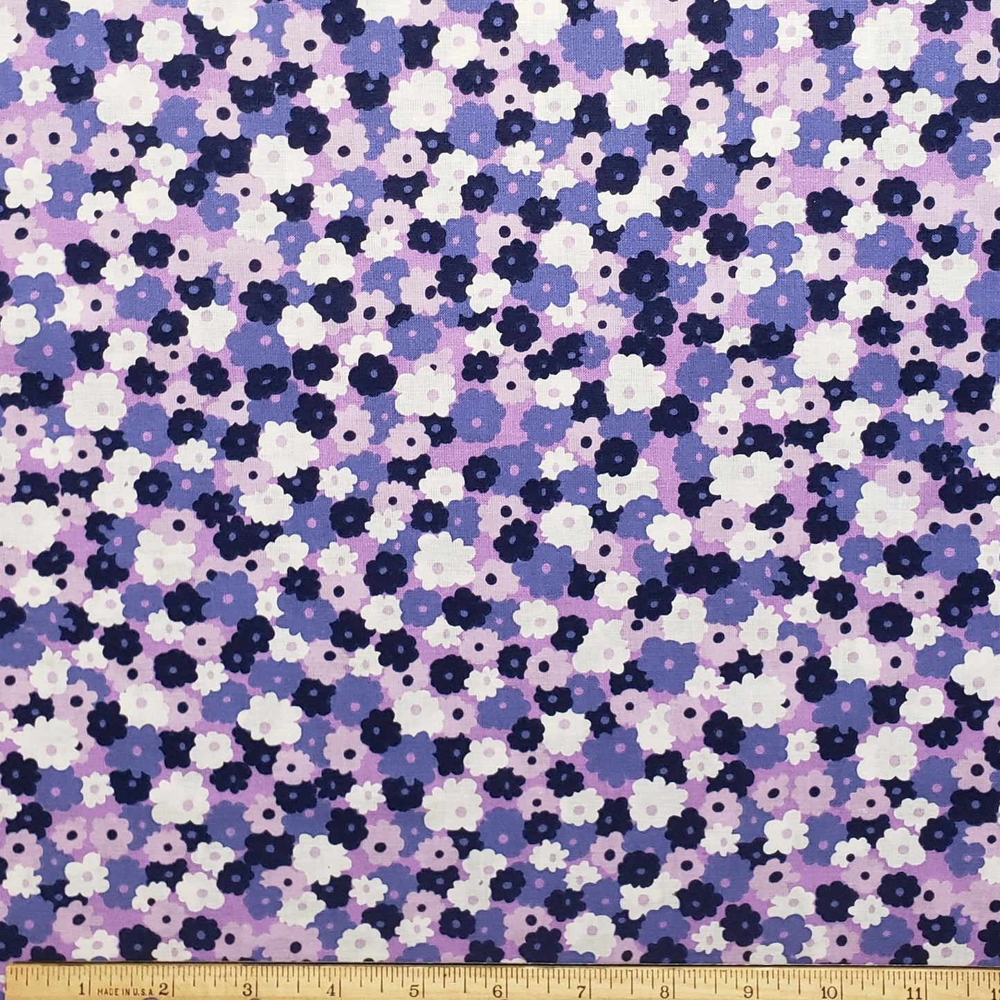 Purple Flower Print Fabric - Selvage to Selvage Print