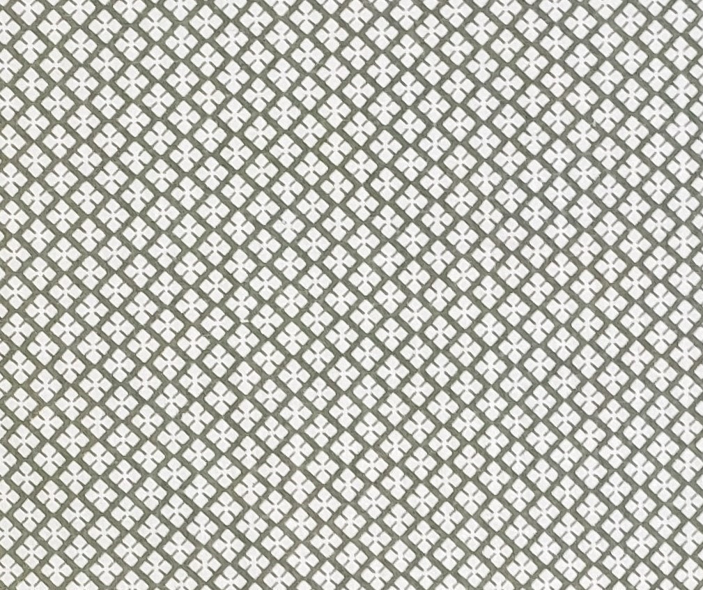 Fabric - Sage Green and White Geometric