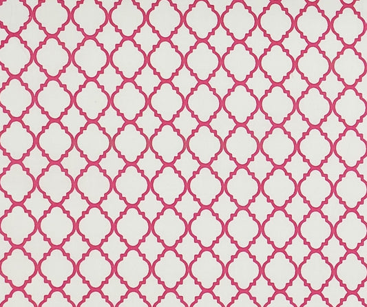 White Fabric / Bright Pink Lattice-Shaped Outline