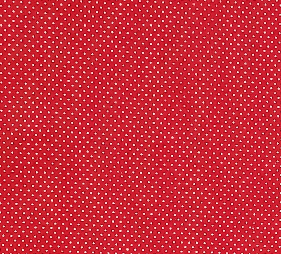 Bright Red Fabric / White Pin Dots