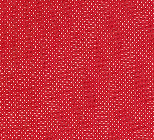 Bright Red Fabric with White Pindots