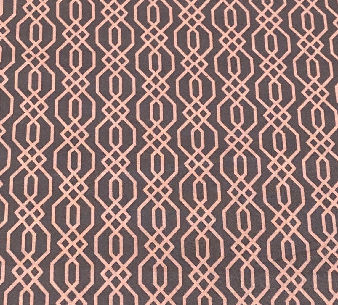 Emma & Mila - ML Fence  678361052374  - Gray Fabric / Pink Lattice Design