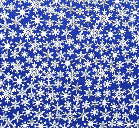 Designed and Produced Exclusively for JoAnn Fabric and Craft Stores - Medium Blue Fabric / White Snowflake Pattern