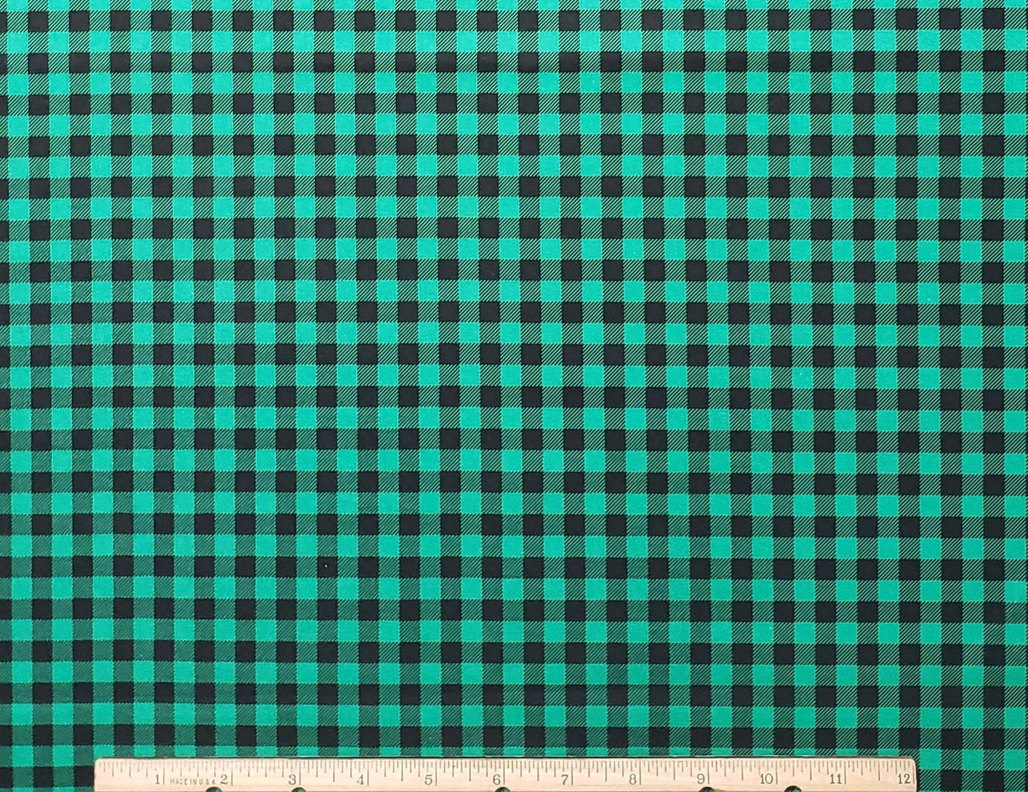 Designed and Produced Exclusively for JoAnn Fabric and Craft Stores - Kelly Green / Black Buffalo Check Fabric