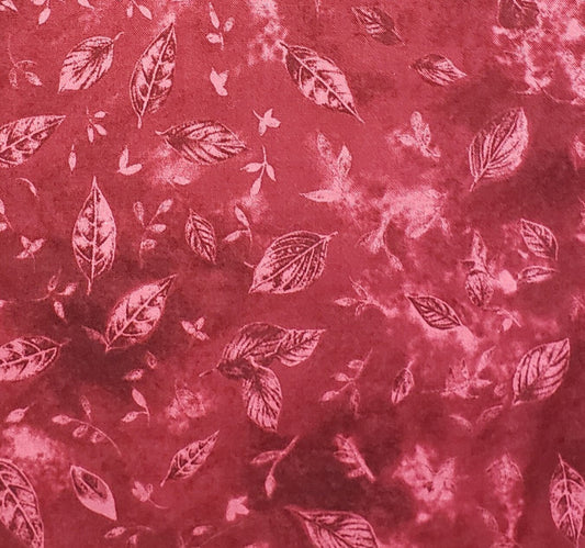 2004 Blank Textiles, Inc. - Cranberry and Lighter Pink Fabric with Leaf Print