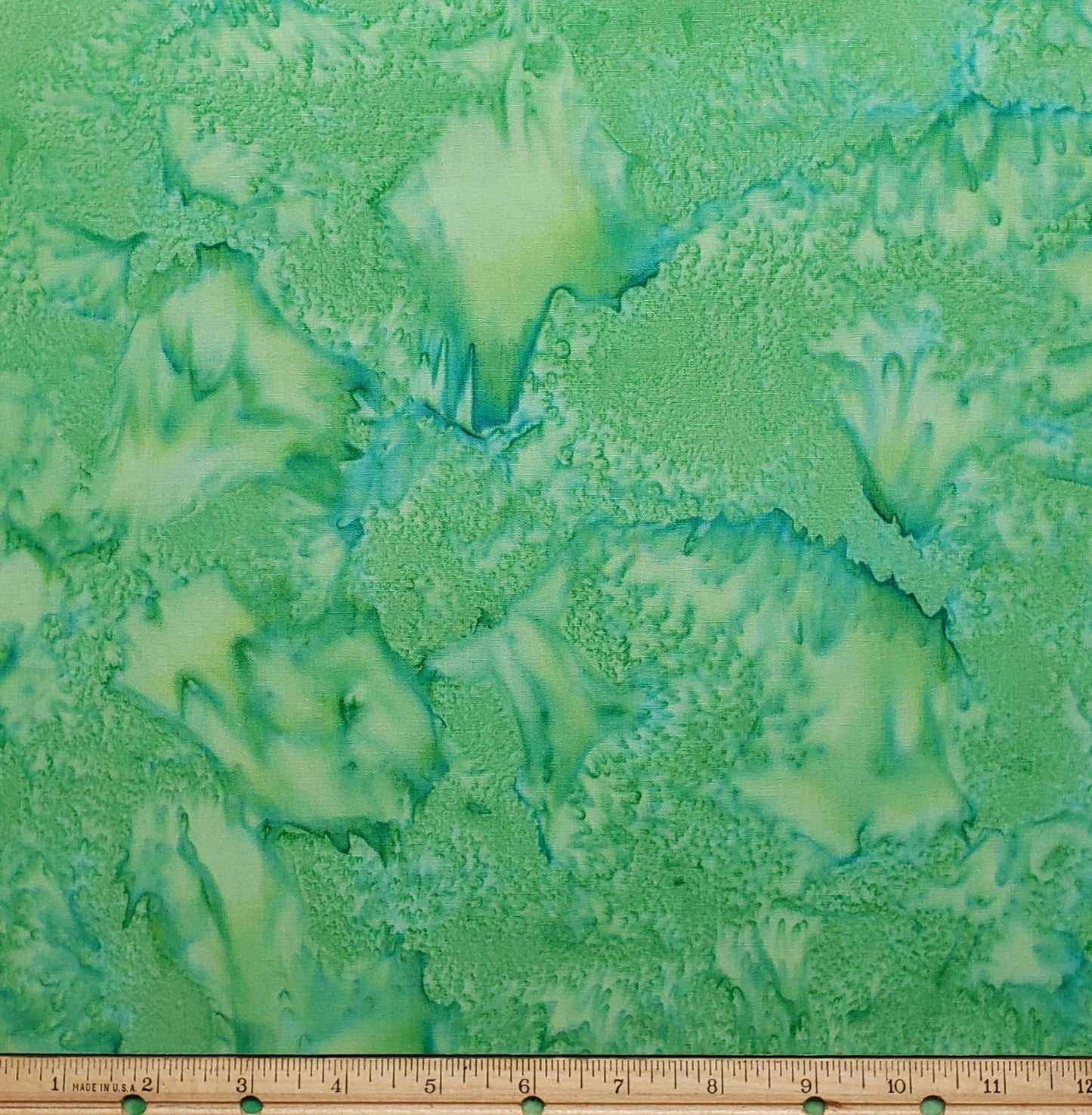 BATIK - Bright Green Fabric with Teal