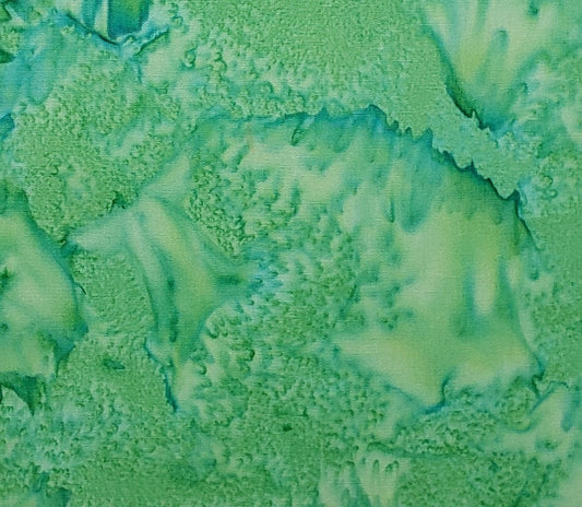 BATIK - Bright Green Fabric with Teal