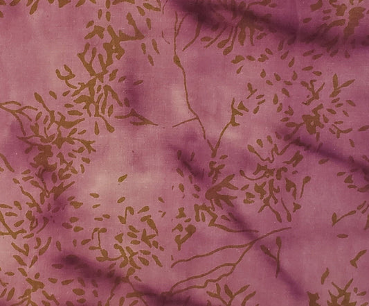 BATIK - Shades of Purple Fabric with Olive Green Print