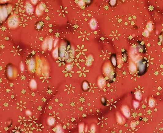 BATIK - Red / Metallic Gold Stars