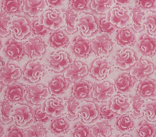 Quilters Only #4926 "Garden Party" by Donna Dewberry for Springs Industries - Pale Pink Fabric with Darker Pink Roses