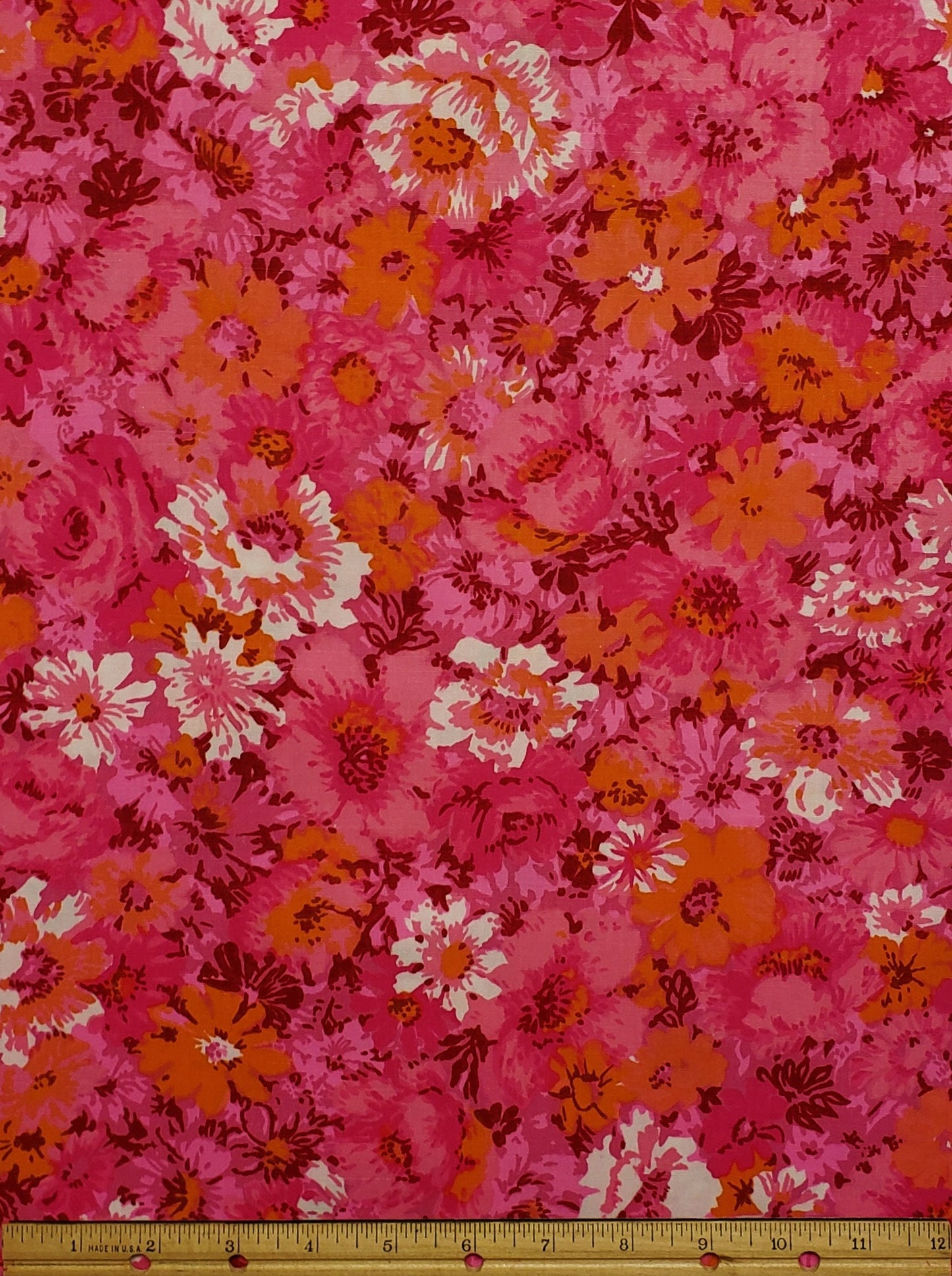 BATIK - Bright Pink / Orange / White Fabric with Flower Pattern