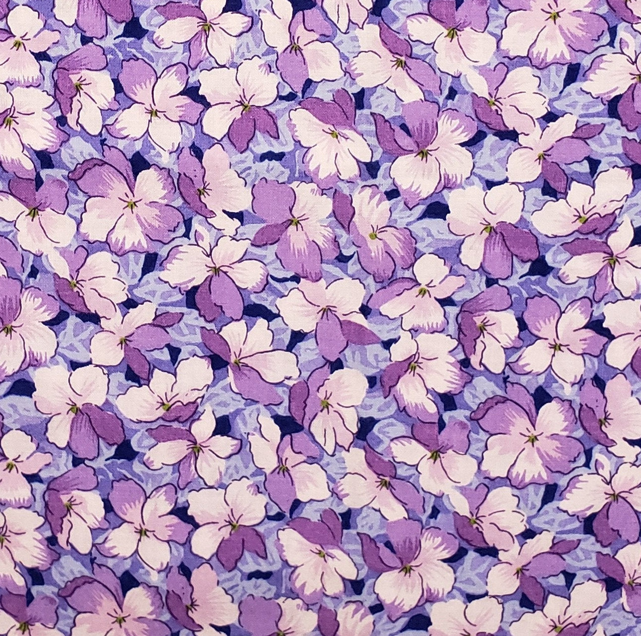Floral Print Fabric in Tones of Purple and Lavender