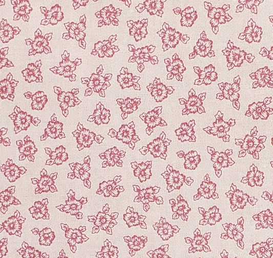 Reproduction Style Vintage Medium Pink Fabric with Pink Flower Print