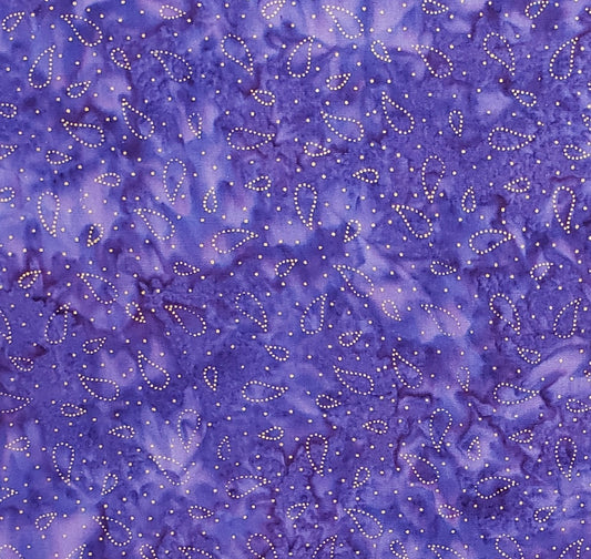 BATIK - Blue Violet / Lavender Fabric with Tan Paisley Outline