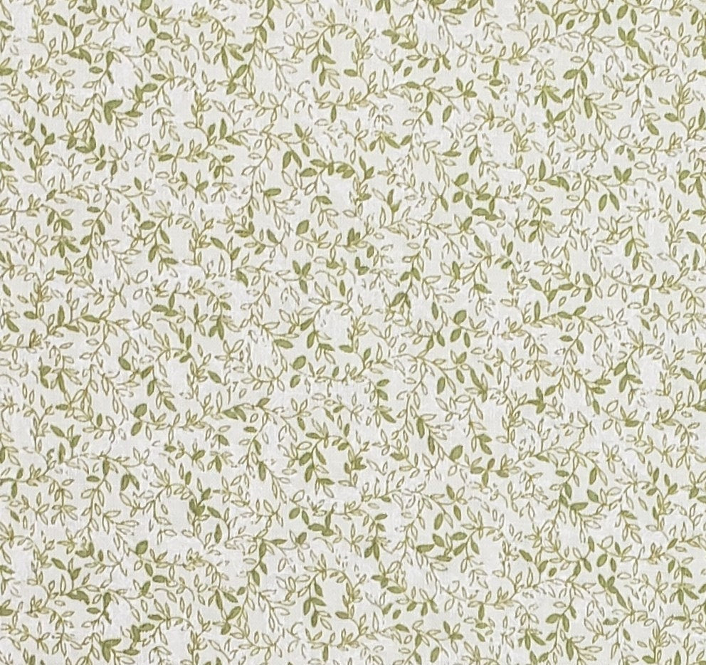 Designed and Produced Exclusively for JoAnn Fabric and Craft Stores - Pale Green Fabric with Tone-on-Tone Vine Print