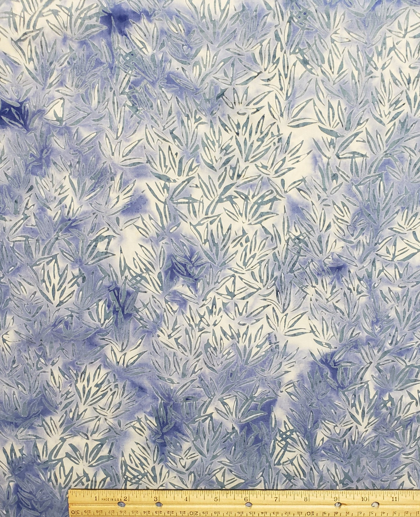 BATIK - Denim Blue with Gray Leaf Print