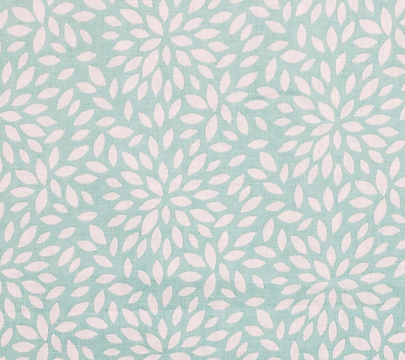 Designed and Produced Exclusively for JoAnn Fabric and Craft Stores - Aqua Fabric with White Chrysanthemum Print