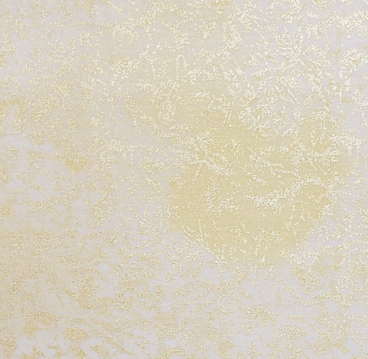 Fairy Frost for Michael Miller Fabrics - White and Butter Yellow Tonal Fabric with Metallic Gold Leaf Detail