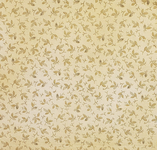 David Textiles, Inc. - Dark Yellow Tonal Fabric with Gold Leaf Print