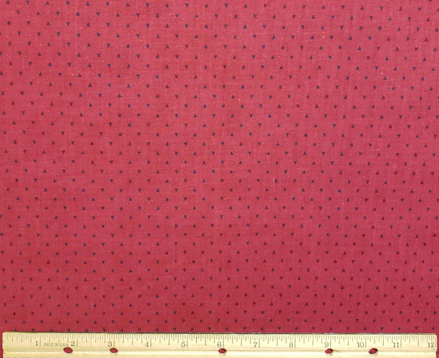 Dark Berry Fabric with Tiny Navy Hearts