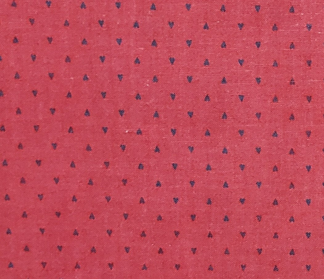 Dark Berry Fabric with Tiny Navy Hearts