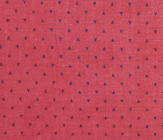 Dark Berry Fabric with Tiny Navy Hearts