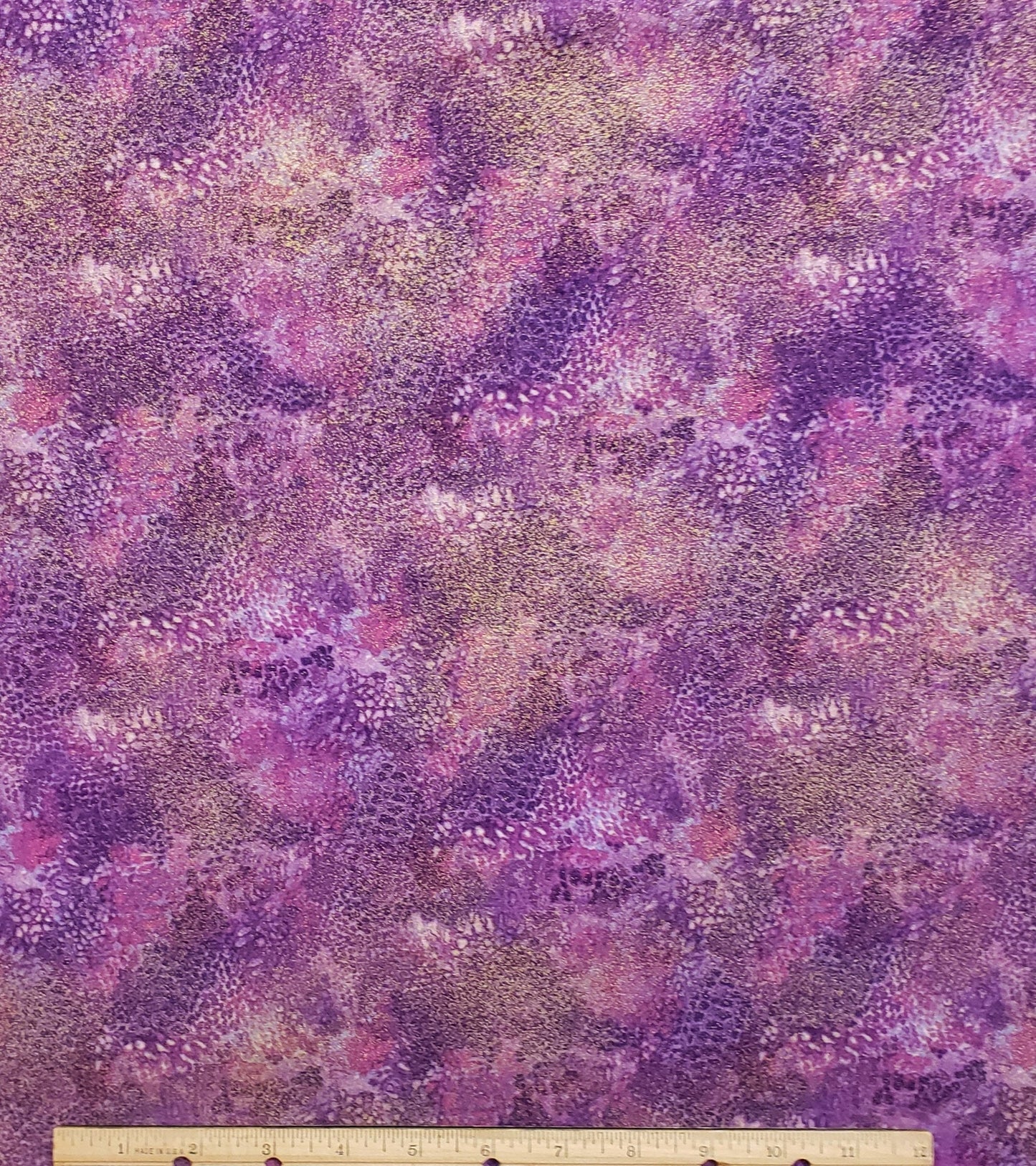 Rain Forest by Ro Gregg Pattern 2598M Northcott - Purple and Bright Pink Tonal Fabric with Gold Metallic Frost