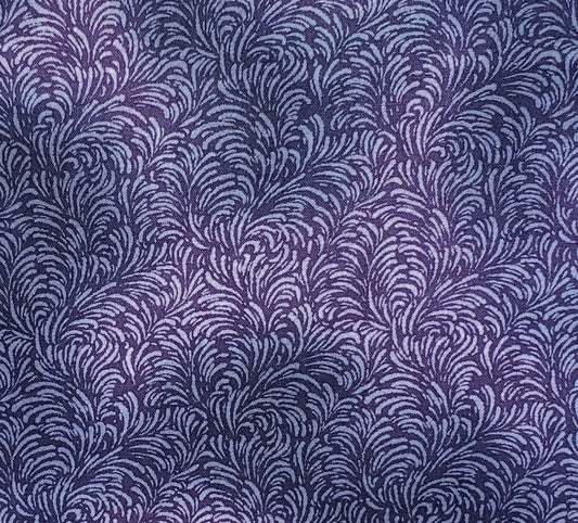 Designed by Beth Ann Bruske for David Textiles, Inc. - Dark Purple Tonal "Feather" Print Fabric