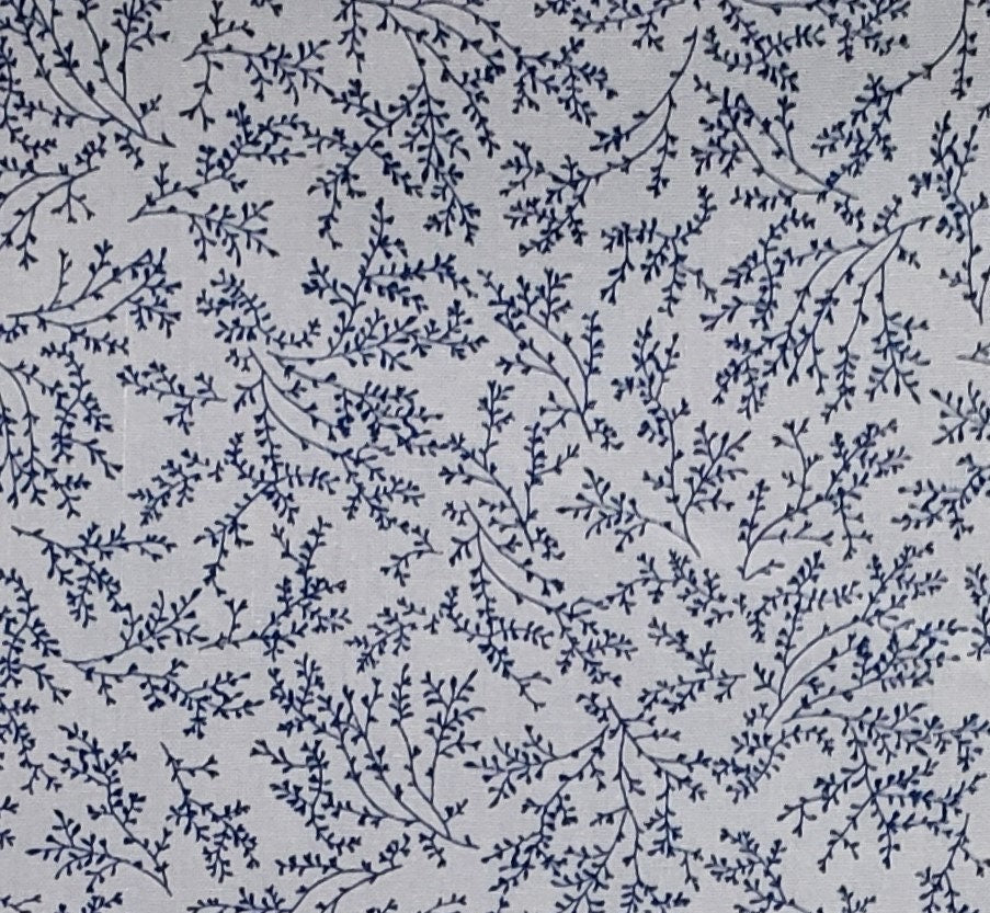 Light Blue Fabric / Dark Blue Vine Print