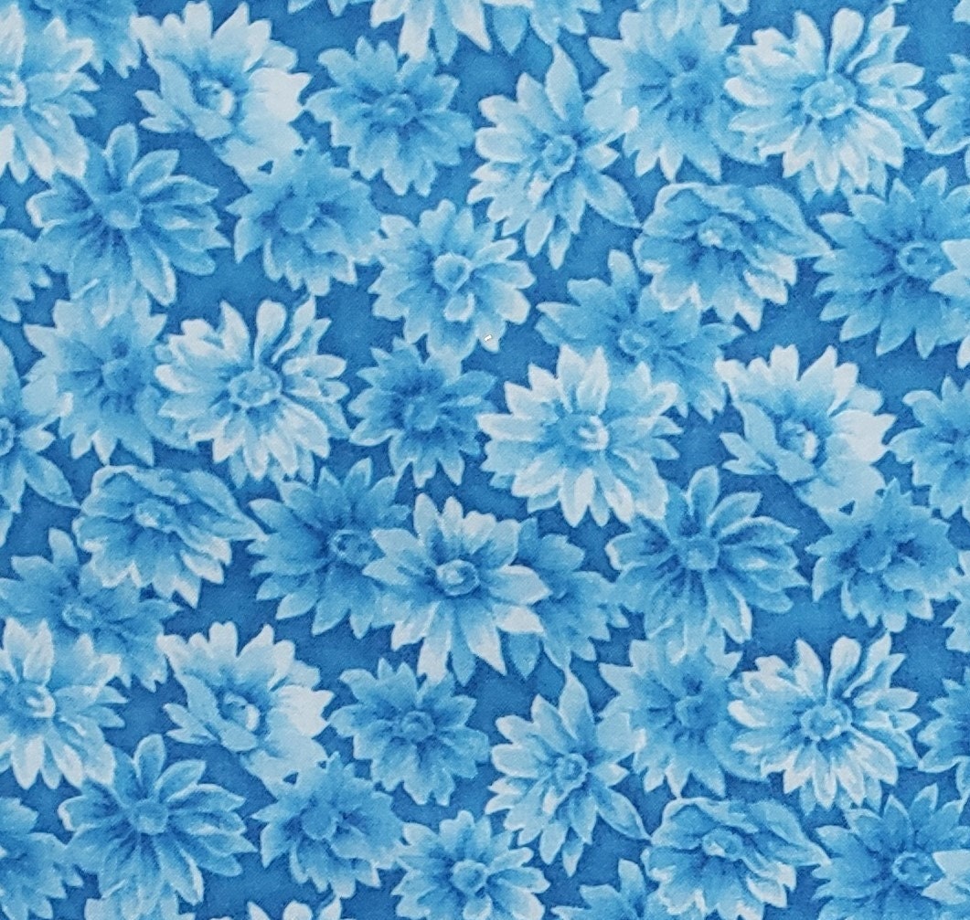 Fabric Traditions 2004 NTT, Inc. - Bright Blue Fabric / Tone-on-Tone Flower Print