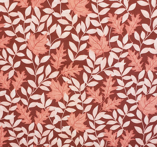 Fabric Traditions 2001 NTT, Inc. - Maroon Fabric with Tonal Leaf Print