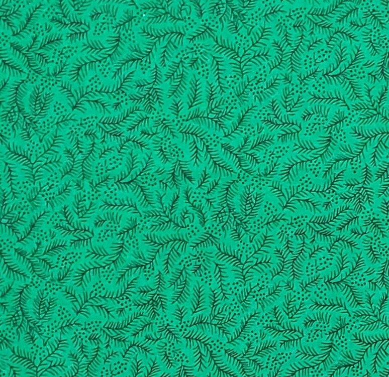 Green Fabric with Black Design