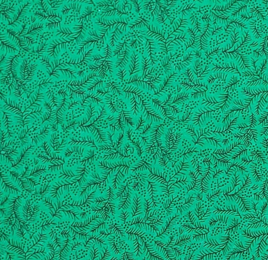 Green Fabric with Black Design