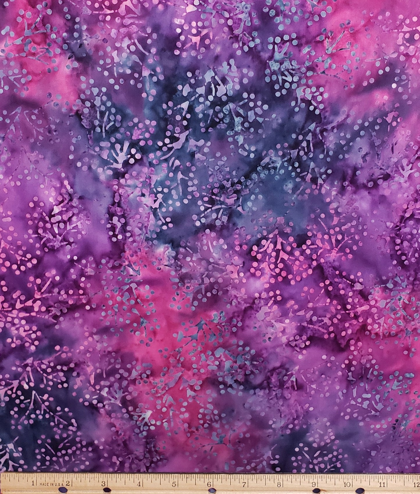 BATIK - Purple / Raspberry / Pink / Teal Fabric with Dot Print