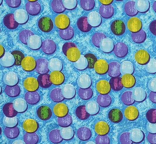 Quilters Only Flamenco Quilt #7786 Springs Global US, Inc. - Bright Blue Tonal Fabric / Purple, Blue & Green Marbles