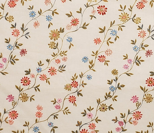 Designed and Produced Exclusively for JoAnn Fabric and Craft Stores-Pale Peach Fabric/Coral/Red/Gold & Antique Gold/Blue Flower/Vine Print