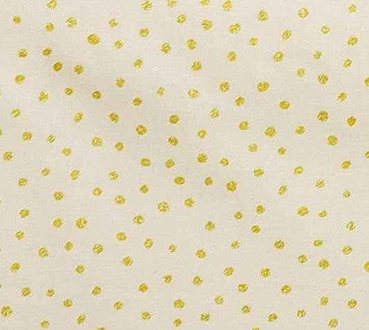 Pale Yellow Fabric / Gold Metallic Dots