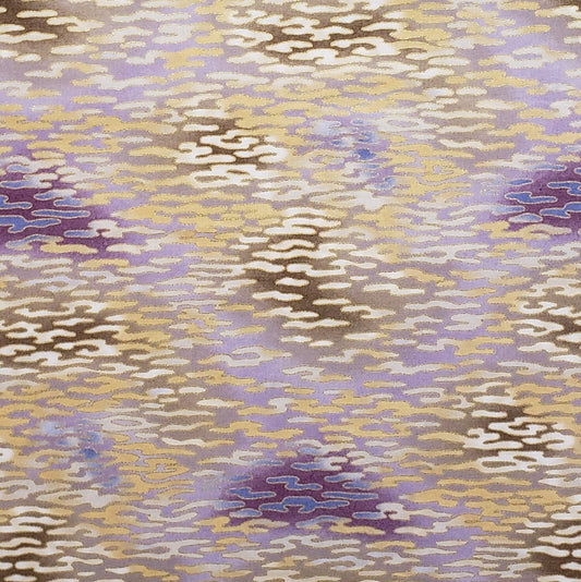 Kimono Collection Design #5825 - Lavender / Purple / Blue / Gold / Light Brown Varigated Fabric with Gold Metallic Design