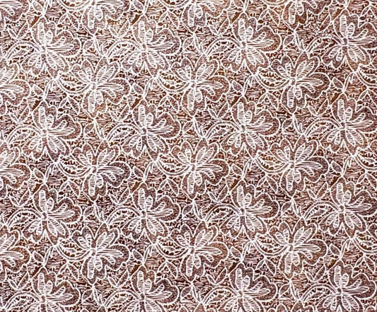 Exclusively for Jo-Ann Stores Screen Print D#E0-839 - Brown Tonal Fabric / White Flower Print