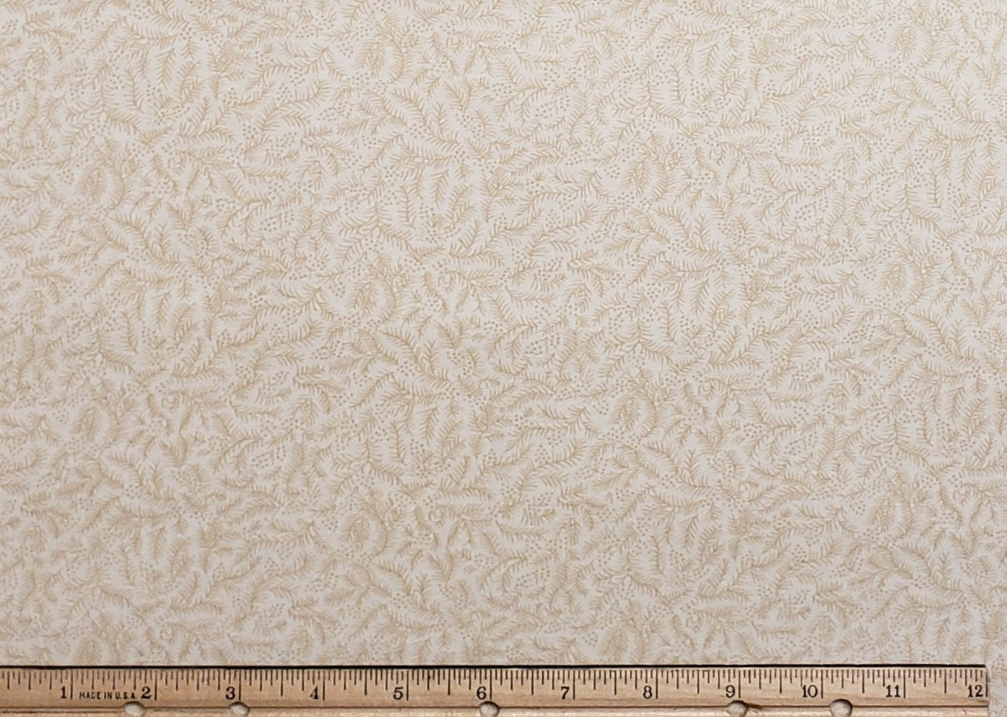 Reproduction Style Cream Tone-on-Tone Leaf Print Fabric