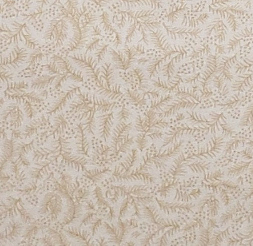 Reproduction Style Cream Tone-on-Tone Leaf Print Fabric