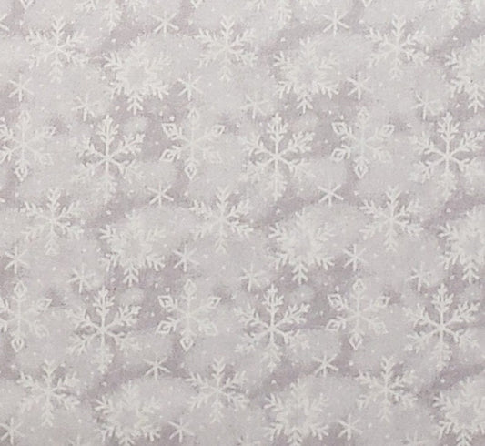 Keepsake Calico Quilt Fabric Exclusive for JoAnn Fabric and Craft Stores - Gray Tone-on-Tone Fabric with White Snowflake Design