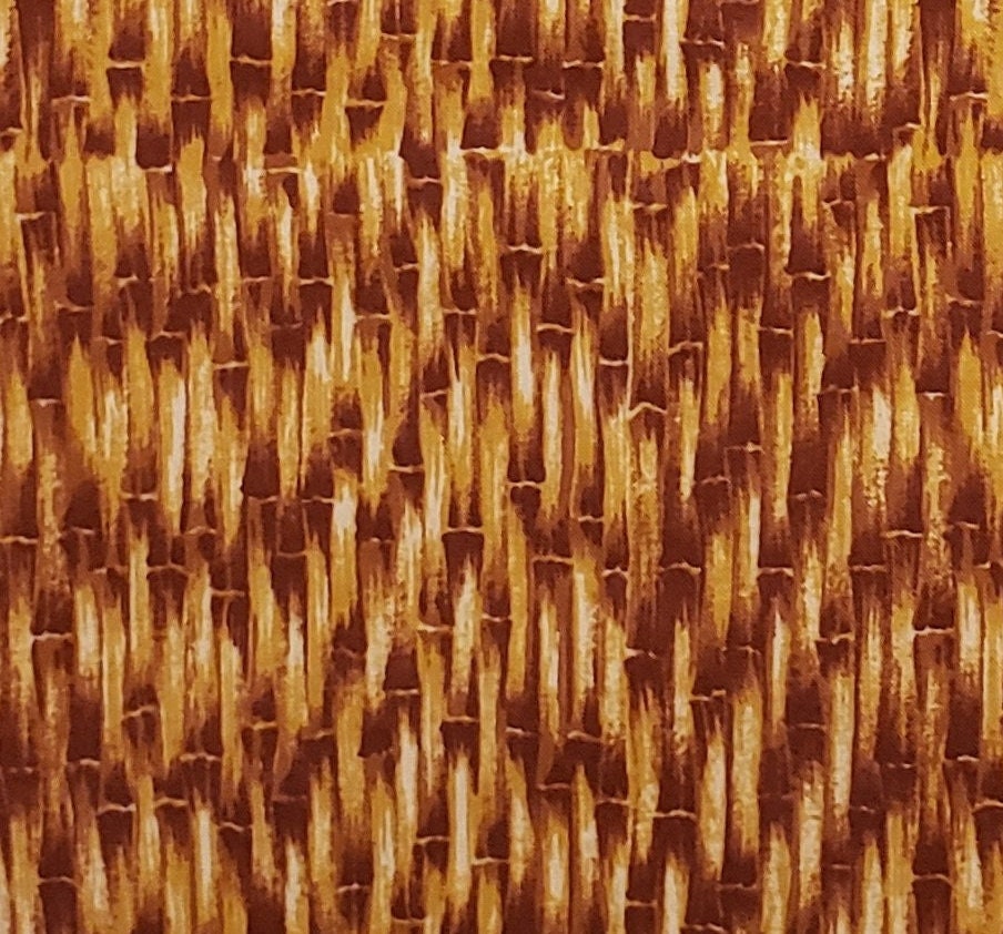 EOB - Orange and Gold Basketweave Print Fabric