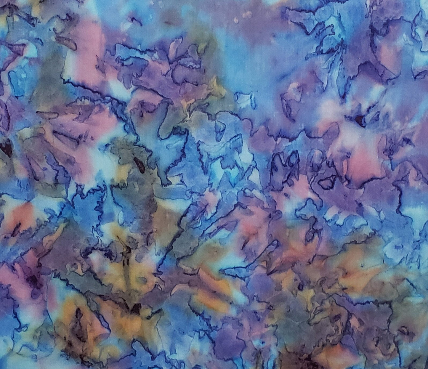 BATIK - Bright Blue / Lavender / Gold Patterned Fabric