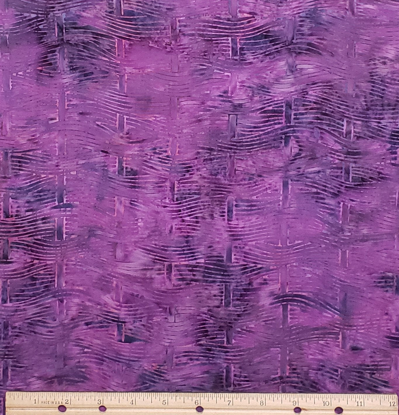 BATIK - Dark Purple / Magenta / Purple "Basketweave" Pattern Fabric