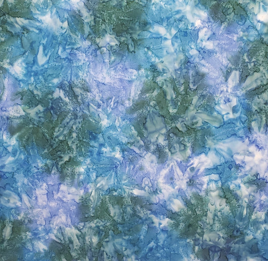 BATIK - Medium Blue / Light Blue / Green Fabric