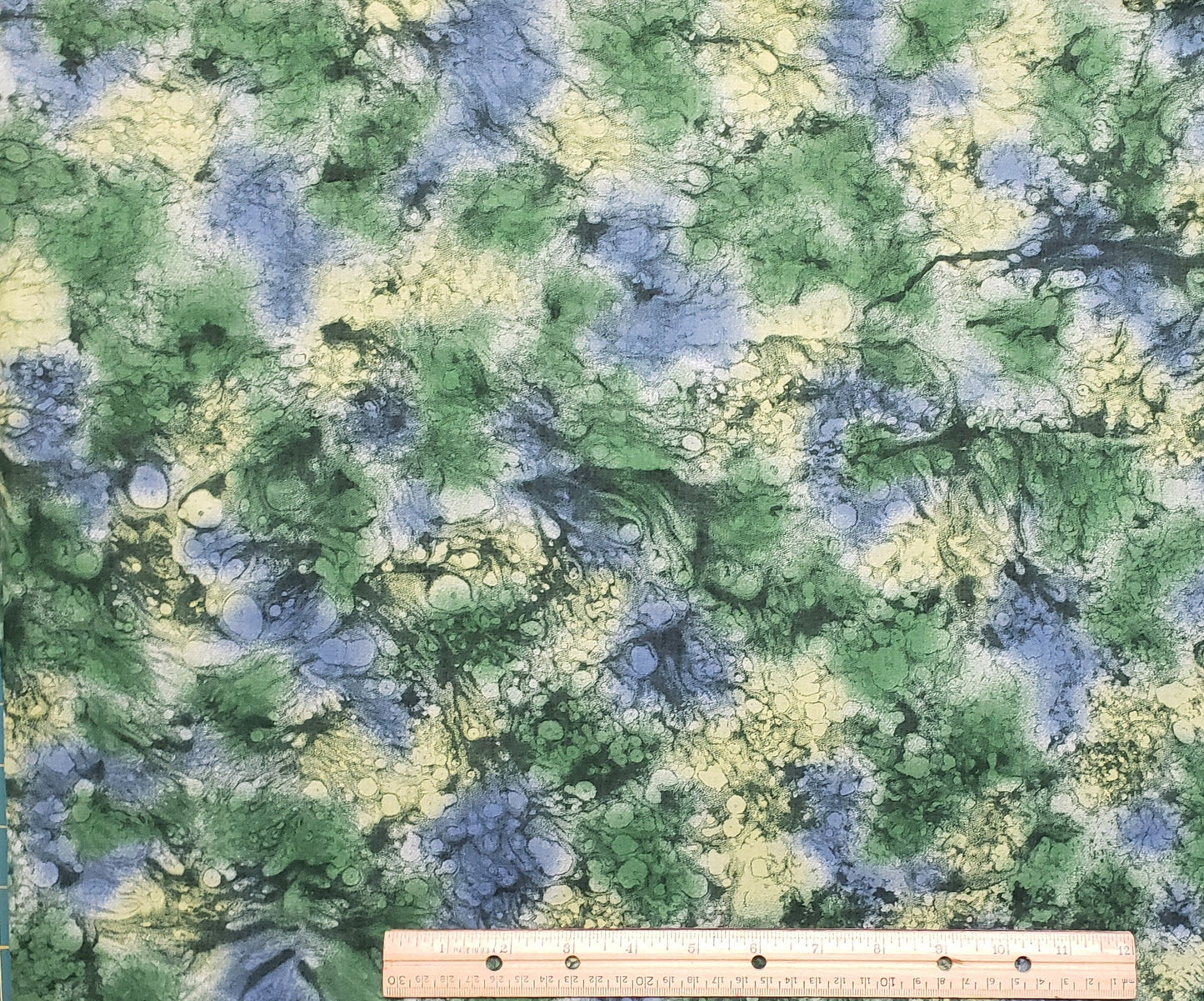 BATIK - Green / Dark Green / Slate Blue / Chartreuse Fabric