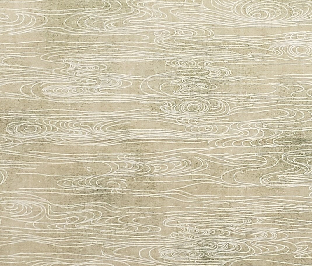 Mottled Green Fabric / White "Woodgrain" Print