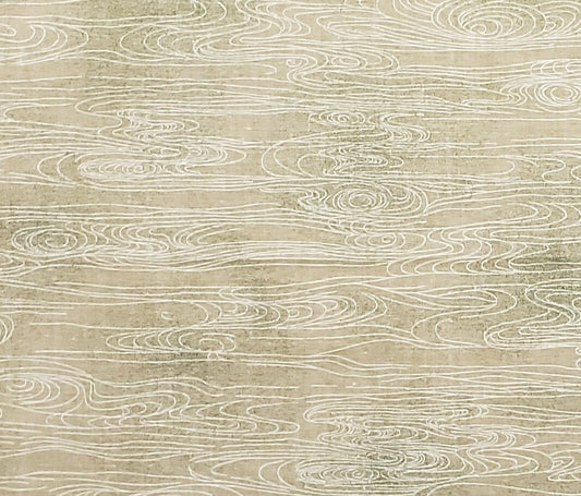 Mottled Green Fabric / White "Woodgrain" Print